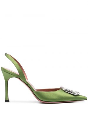 Полуотворени обувки с катарама с кристали Amina Muaddi зелено