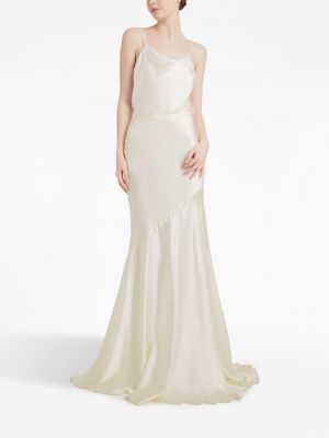 Sukienka asymetryczna plisowana Cinq A Sept biała