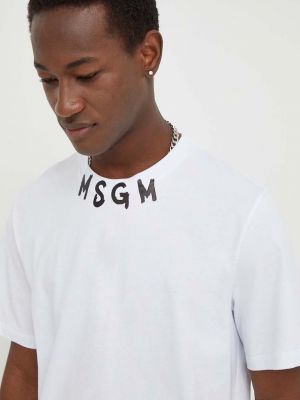 Бавовняна футболка з принтом Msgm біла
