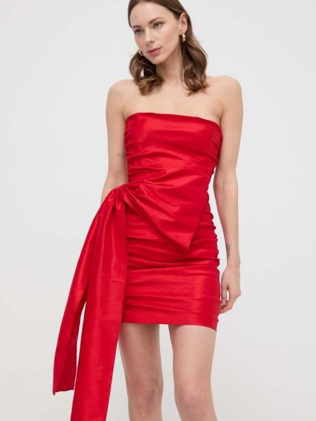 Uska mini haljina Bardot crvena