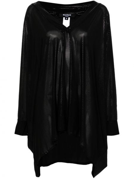 Κοκτέιλ φόρεμα με διαφανεια Balmain μαύρο