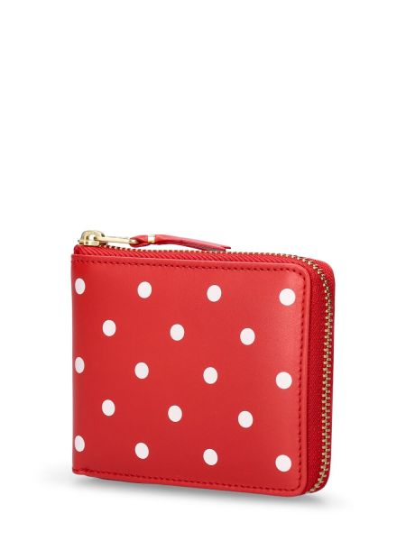Πουά δερμάτινος πορτοφόλι με φερμουάρ Comme Des Garçons Wallet κόκκινο