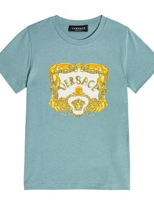 T-shirt i bomull i jersey för pojkar Versace Kids blå