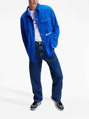 Kokvilnas džinsa krekls ar apdruku Karl Lagerfeld Jeans zils