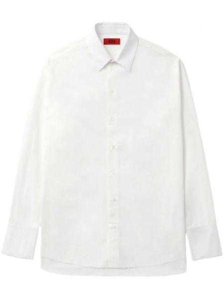 Klasikiniai medvilninė ilgi marškiniai 424 balta