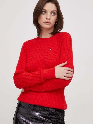 Sweter bawełniany Tommy Hilfiger czerwony