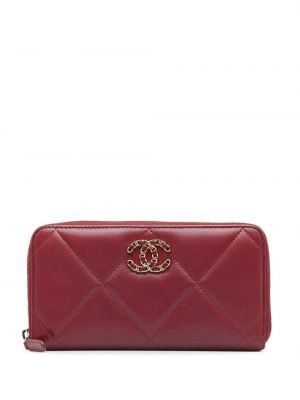 Prešívaná peňaženka na zips Chanel Pre-owned červená