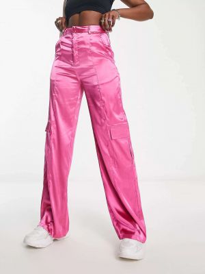 Атласные брюки карго Heartbreak розовые