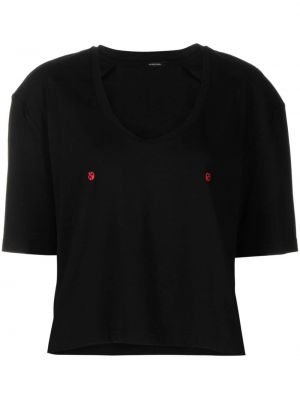 Czarna haftowana koszulka Le Petit Trou