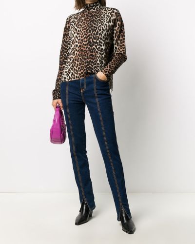 Jersey con estampado leopardo de tela jersey Ganni negro
