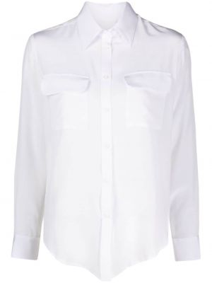 Μεταξωτό πουκάμισο με τσέπες Cenere Gb λευκό