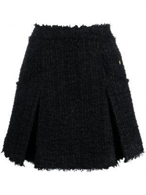 Plisované tvídové mini sukně Balmain černé