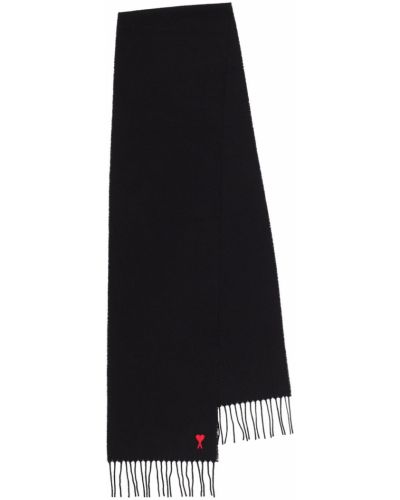 Echarpe à franges en laine Ami Paris noir