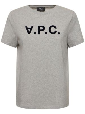T-shirt en coton à imprimé en jersey A.p.c. gris