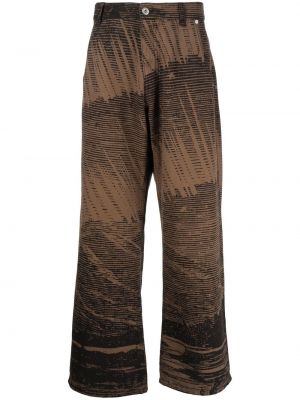 Voľné džínsy s potlačou s abstraktným vzorom Paccbet hnedá