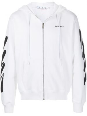 Trykt zip hettegenser Off-white hvit