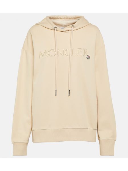 Jersey bomull hoodie Moncler beige