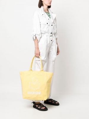 Shopper handtasche mit print Isabel Marant gelb