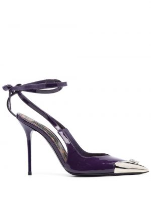 Pantofi cu toc din piele de cristal Philipp Plein violet