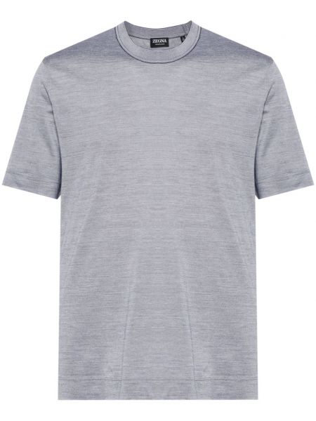 Βαμβακερή μπλούζα με στρογγυλή λαιμόκοψη Zegna γκρι