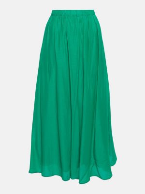 Хлопковая бархатная шелковая длинная юбка Velvet зеленая
