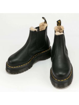 Chelsea boots s kožíškem na platformě Dr. Martens černé