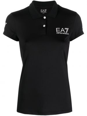Поло тениска с принт Ea7 Emporio Armani черно