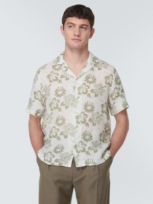 Camisa de lino de flores Frescobol Carioca verde