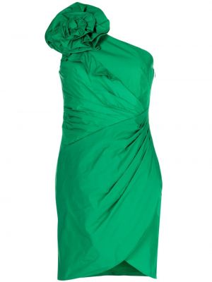 Květinové koktejlové šaty bez rukávů Marchesa Notte zelené
