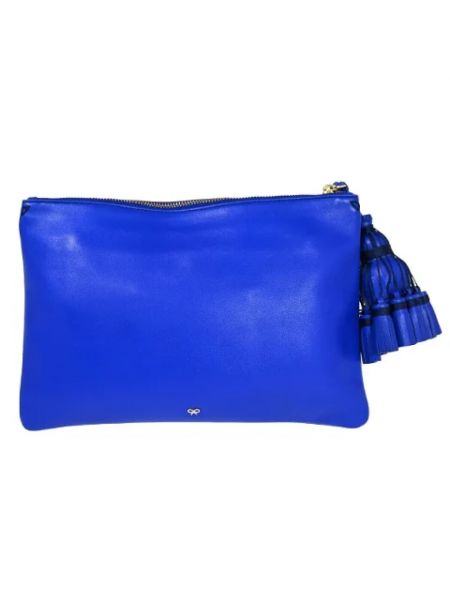 Bolso clutch de cuero Anya Hindmarch Pre-owned azul