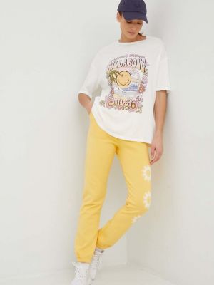 Бавовняні спортивні штани з принтом Billabong жовті