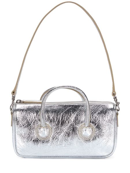 Bolso clutch de cuero con cremallera Marge Sherwood plateado