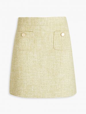 Твидовая шерстяная юбка мини Sandro зеленая