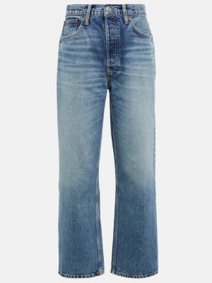 Bavlněné retro džíny s klučičím střihem Re/done - modrá