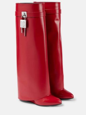 Usnjene gumijasti škornji Givenchy rdeča