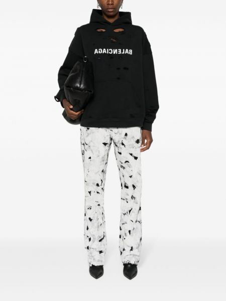 Zerrissener hoodie mit print Balenciaga schwarz