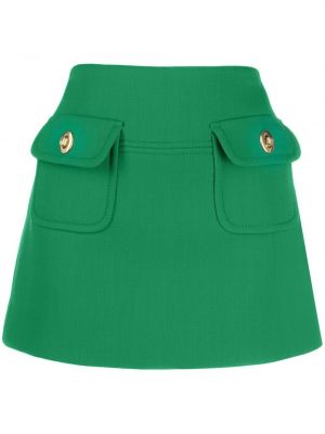 Vlněné mini sukně s vysokým pasem s kapsami Zimmermann - zelená