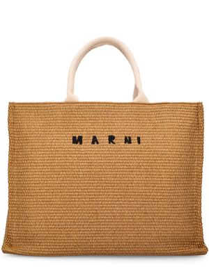 Τσάντα shopper Marni μπεζ