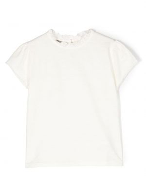 T-shirt di cotone di pizzo Bonton bianco