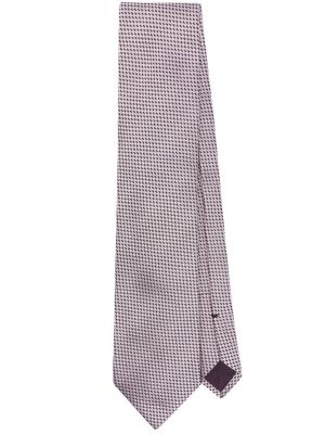Jedwabny haftowany krawat Tom Ford różowy