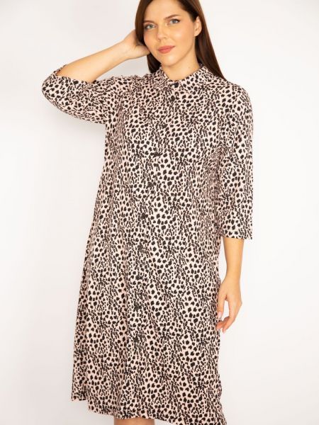 Leopardí šaty s knoflíky şans hnědé