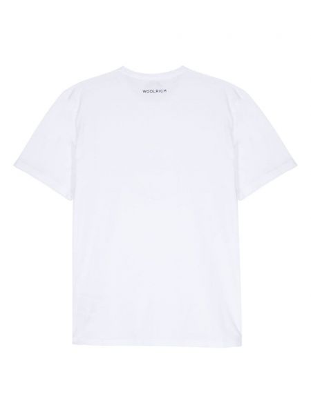Kokvilnas t-krekls ar apdruku Woolrich balts