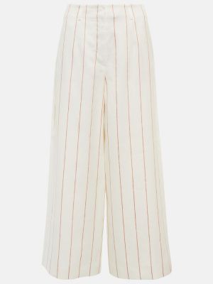 Льняные широкие брюки на шпильке Loro Piana, белые