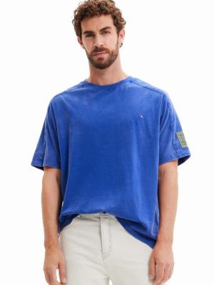 Тениска с дълъг ръкав Desigual синьо
