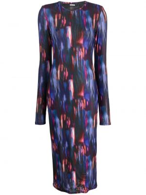 Midi šaty s potiskem s abstraktním vzorem Rotate modré