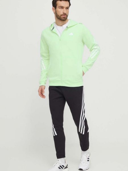 Суичър с качулка с принт Adidas зелено