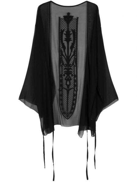 Čipkovaný dlhý kabát Maurizio Mykonos čierna