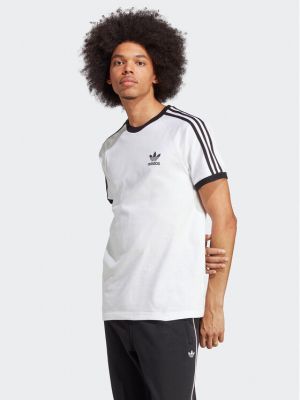 Csíkos slim fit póló Adidas fehér