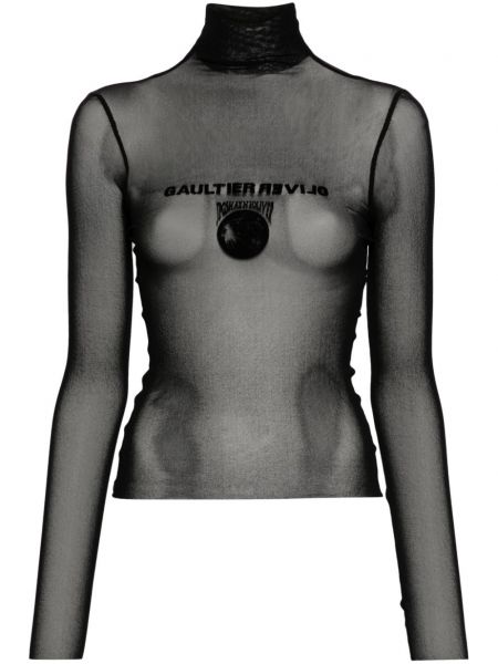 Dlouhý top se síťovinou Jean Paul Gaultier černý