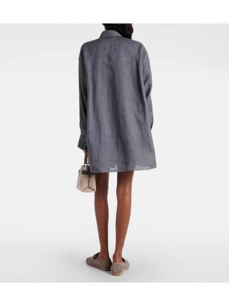 Camicia di lino oversize Brunello Cucinelli grigio